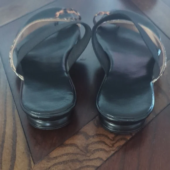 Leopard Print Black Women's Sandals - Picture 4 of 5